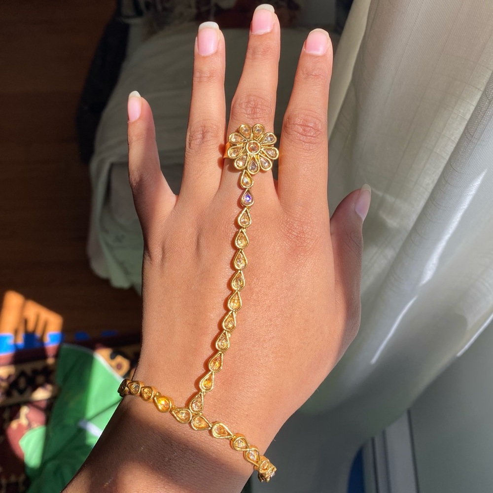 Gold Indian Pakistani Hand Jewelry Ring